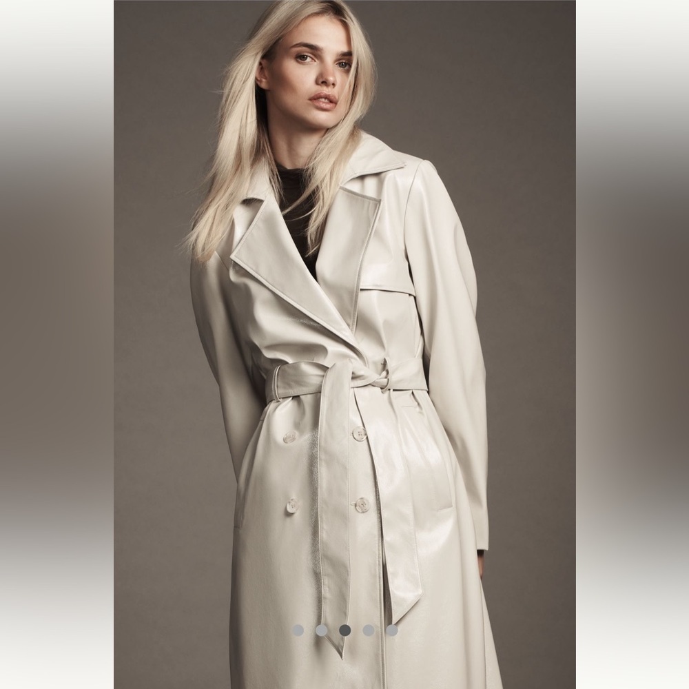 Anthropologie NWT High-Shine Trench Coat size 12. - Picture 5 of 9